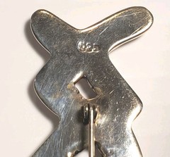 Vintage 1980s X and O Abstract Modern Art Puffy Sterling Silver Pin Brooch 14.9g