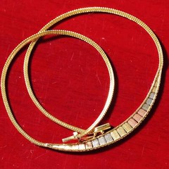 14k multi tone gold necklace Italian 16.0″ link chain vintage handmade 7.6gr