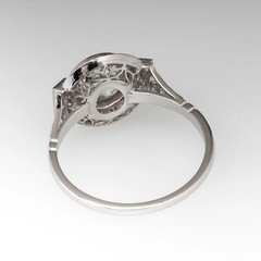 Vintage Art Deco Style Round Cut Lab Created Diamond Engagement 925 Silver Ring