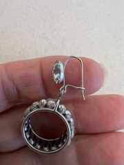 Vintage JMS 10K White Gold & Marquise Rhinestone Dangle Earrings – 5.7 GM – 1950