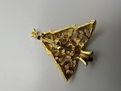 Vintage Gold Christmas Tree Brooch Multi Colored Rhinestone 4.5cm BB15