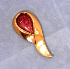 Matisse Renoir Vintage Copper Art Glass Brooch Mid-Century Modern 3″