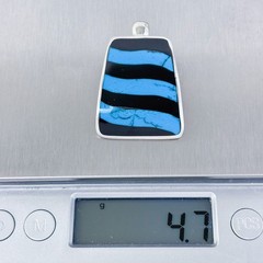 Vintage Sterling Silver 925 Onyx and Dyed Howlite Pendant