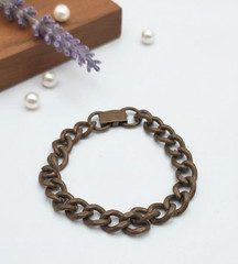 Vintage Solid Copper Heavy Rolo Cable Link Bracelet 6.25 In Fold Over Clasp 8.2m
