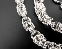 7.6mm 62g Heavy Byzantine Woven Weave Braid Link Vtg Sterling Silver Necklace