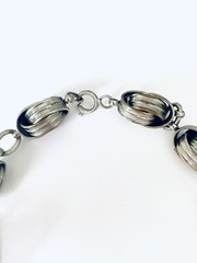 Vintage Silver Tone Statement Abstract Shape Link Collar Choker Necklace 15”