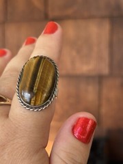 Aunt Elza Large Tiger’s Eye Ring Magnificent Magical Fortune Teller Heirloom Adj
