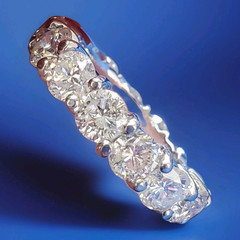 Original EARTH MINED DIAMOND Deco Band Vintage Eternity Anniversary Ring Size 7