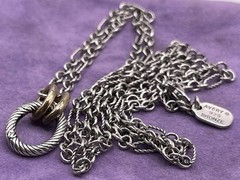 Retired James Avery Oval Links Sterling Silver & Bronze 31” Necklace AVERY BOX