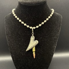 Vintage Broken Heart & Bullet Charms, Oversized Vtg Ball Chain Necklace, Custom