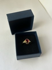 Vintage Red Cubic Zirconia Ring Gold Plated Womens Size 8.5