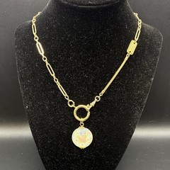 Vintage 12k Gold Filled Pocket Watch Fancy Chain FOB,Swivel Dog Clip, CzechGlass