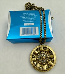 Avon 2008 Embellished Hematite Colored Medallion Necklace 36″L