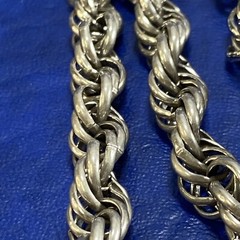 Vtg Silver Tone Metal Rope Bolo Slide Ball Tassel Bold Lariat Statement Necklace