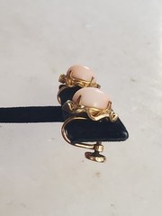 Vintage Sorrento 12K Gold Filled Cabochon Angel Skin Coral Screw Back Earrings