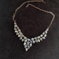 Vintage Sterling Necklace Rainbow Labrodite 16.5 inch / 92.5% Silver