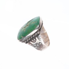 sz5 c1930’s Cerrillos Turquoise ingot/sterling silver vintage Navajo ring