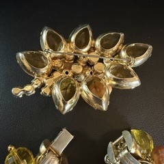 Vtg Juliana D&E Dangle Bead Rhinestone Topaz 5 Link Bracelet & Earring Set
