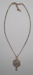 Vintage Signed Carol Lee Rhinestone Flower Pendant Necklace