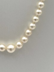 Vtg 18-1/4” Japanese Graduated Cultured Akoya Pearl Necklace 7.2-3.7mm 10k Clasp