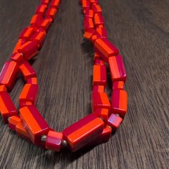 Vintage Red/Orange Necklace 56″in Long.