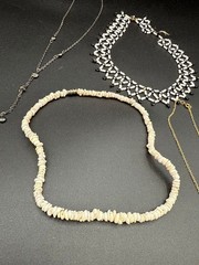 Lot of Five Vintage Necklaces Boho Beaded Wood Serpentine Prehnite Seed Beads