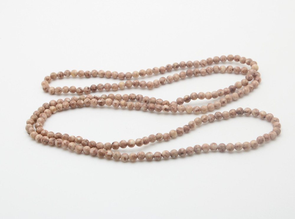 Vintage Beige Crazy Lace Agate 4.5mm Natural Stone Layer Necklace 35 In