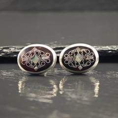 Mexican MOP Inlay Cufflinks Sterling Silver