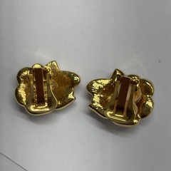 NOLAN MILLER PAVÉ CRYSTALS GOLD PLATED ROSE FLOWER CLIP-ON EARRINGS-NWOT-1″