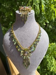 Verified Juliana D&E Book piece green Cabochons Necklace And Brooch