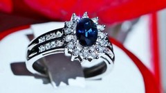 14k white gold 1.25ct natural diamond size 5.75 ring sapphire halo heated 3.35gr