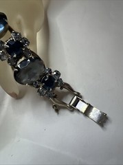 Vintage Great Genuine JULIANA Blue Large Rhinestone 5 Link Bracelet