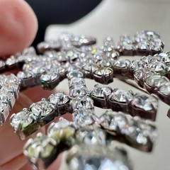 Large Vintage Rhinestone Snowflake Brooch 2.5″ Clear Crystal Winter Holiday Pin