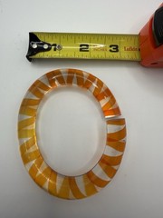 Vintage Clear Lucite Acrylic Candy Stripe Orange Yellow Bypass Bangle Bracelet