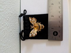 Vintage Swarovski Crystal Bumble Bee Brooch Pin Gold Toned Retired Signed