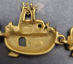 Vintage OAJC Noah’s Ark Bracelet & Brooch Set Gold Tone Animals Original America