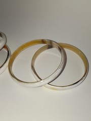 4 VTG BUFFALO HORN Boho Skinny Bangle Bracelets Natural Tan Cream Color