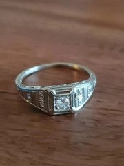 2.5CtArt Deco Style Round Lab Created Diamond Engagement 14K White Gold FN Ring