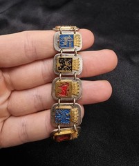 Swedish 1950’s-1970’s Vintage Enamel Heraldic Bracelet With Crowned Shields