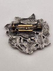 Vintage pewter Birds and Blooms limited edition butterfly brooch pin
