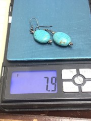 VTG STERLING SILVER NATURAL TURQUOISE FRENCH WIRE DANGLE EARRINGS
