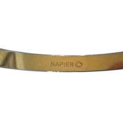 Napier Vintage Gold Tone Black Enamel Diamond Cut 7.5″ Bangle Bracelet