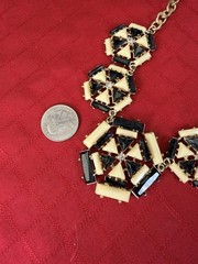Vtg MCM Brutalist Art Deco Revival Statement Necklace Geometric Medallion