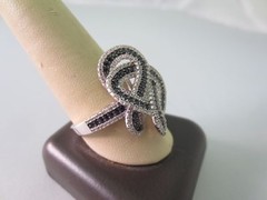 VINTAGE DESIGNER STERLING SILVER CUBIC ZIRCONIA BLACK ONYX STONE BAND RING