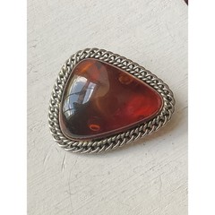 Vintage Baltic Amber Modernist Brooch Pin