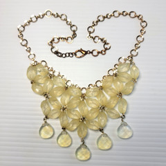 Vintage Coldwater Creek Frosted Lemon Flower Bib Necklace Y2K Boho Cottagecore