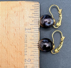 Vintage Joan Rivers Purple Swirl Ball Round Pierced Dangle Leverback Earrings