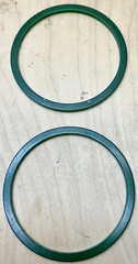 5 Vtg Tested Bakelite Thin Stackable Bangles Green, Orange Marbled Mid Century