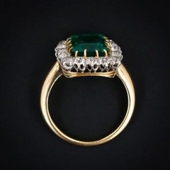 Art Deco 5.30 Ct Lab-Grown Emerald Vintage Style Wedding Ring 14K Yellow Gold FN
