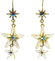 Kirks Folly Starlight Crystal Dangle Leverback Earrings goldtone